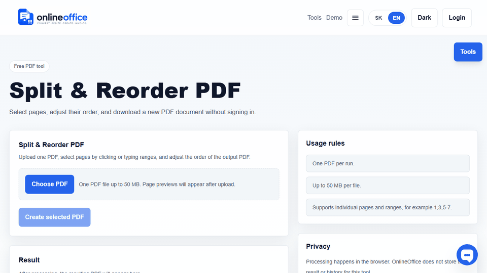Split and reorder PDF
